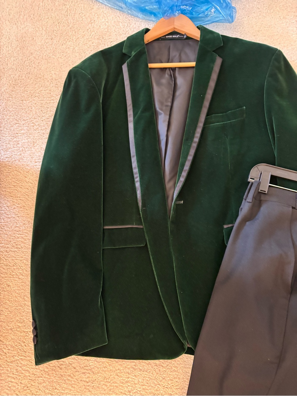 Velvet Green Blazer with Satin Trim